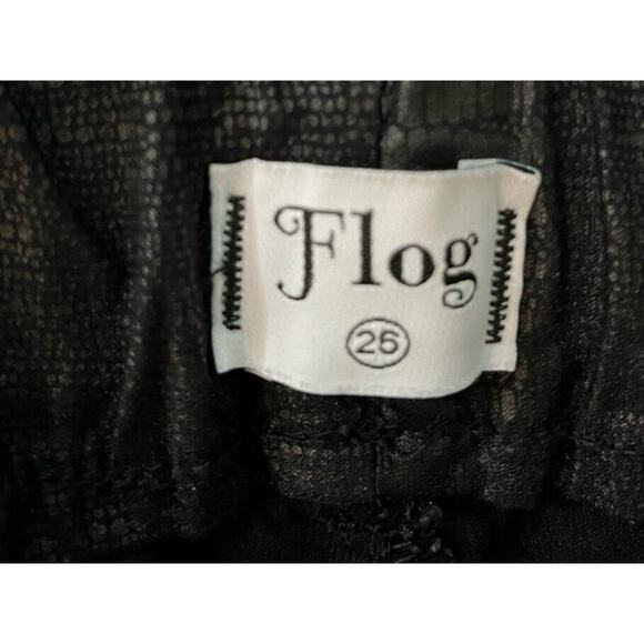 Bevy Flog Black Dafna Faux Reptile Stretchy Pull On Women's Pants Size 26 - Picture 4 of 5